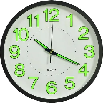 Hodiny VidaXL Fluorescenční nástěnné hodiny, černé, 30 cm