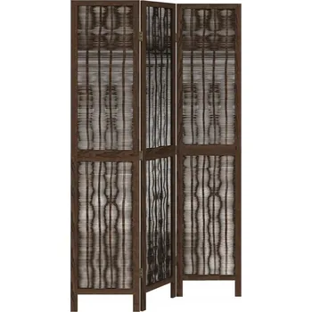 Paraván Paraván Skládací z dřeva paulovnie a vrbových větviček, tmavě hnědá, 105-110 cm