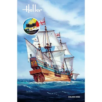 Plastikový model Heller 56829 Golden Hind 1:96 - Starter Set s barvama