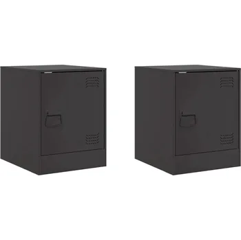 Noční stolek Noční stolek z za studena válcované oceli, černý, 34,5 x 39 x 44 cm