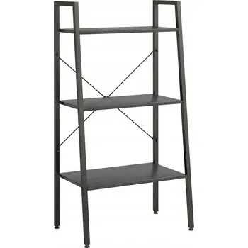 regál Žebříkový regál, 3 police, ocelový, černý, 56x35x108 cm