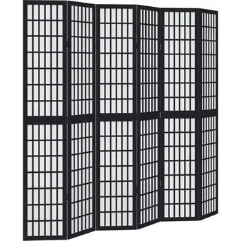 Paraván Paraván skládací z dřeva paulovnie, černý, 210-215 x 220 cm, 6 panelů