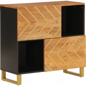 Komoda Boční skříňka z masivního mangového dřeva, 80 x 33,5 x 75 cm, hnědo-černá