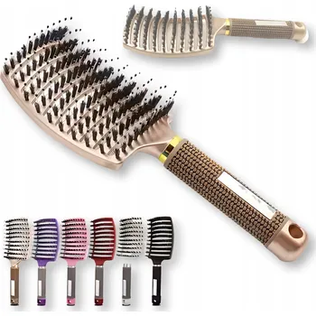 kartáč na vlasy Zlatý kartáč na vlasy s kančími štětinami ABODY masážní