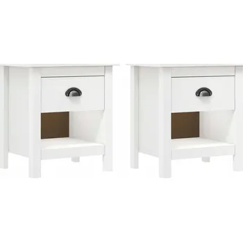 Noční stolek Noční stolek Hill z masivního borovicového dřeva, bílý, 46x35x49,5 cm