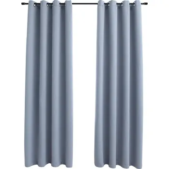 Prostěradlo Zatemňovací závěsy s kovovými kroužky, šedé, 140 x 175 cm