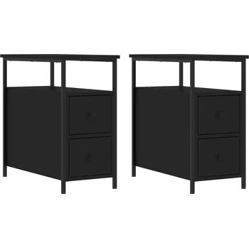 Noční stolek Noční stolek s železným rámem a nastavitelnými nožičkami, černý, 30x60x60 cm