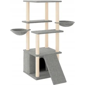 Multifunkční škrabadlo pro kočky, světle šedé, 95x47,5x133 cm