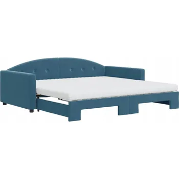 Pohovka Rozkládací pohovka s matrací 222x110x75 cm, modrá, sametová