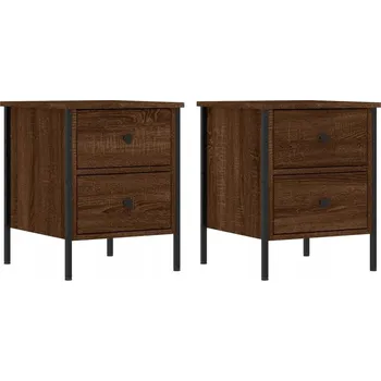 Noční stolek Noční stolek industriální se 2 zásuvkami , hnědý dub, 40x42x50 cm