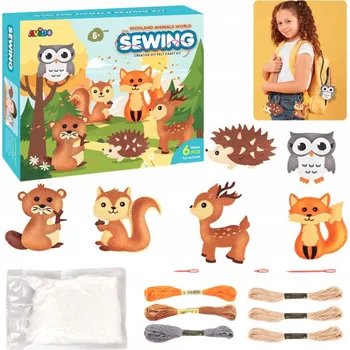 kreativní sada Kreativní sada VÝŠIVKY Plstěná Lesní Zvířátka 6 Ks zábava s nití 6+