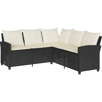 Zahradní pohovka Zahradní rohová pohovka L z PE ratanu a oceli, 184x184x80 cm, černá