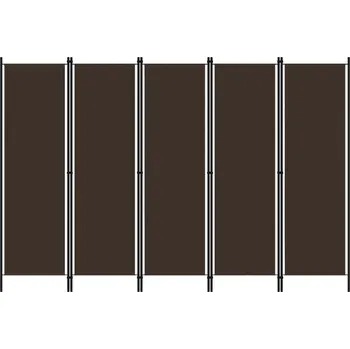 Paraván Paraván 5-dílný z látky a železa, 250x180 cm, hnědý