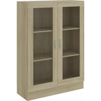 Knihovna Knihovna se skleněnými dvířky, dub sonoma, 82,5x30,5x115 cm