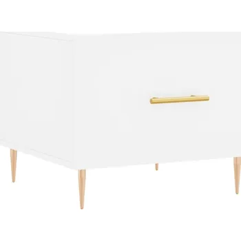 Konferenční stolek Konferenční stolek se zásuvkou a železnýma nohama, bílý, 50x50x40 cm