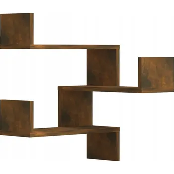 police Rohové nástěnné police, materiál na bázi dřeva, kouřový dub, 40x40x50 cm