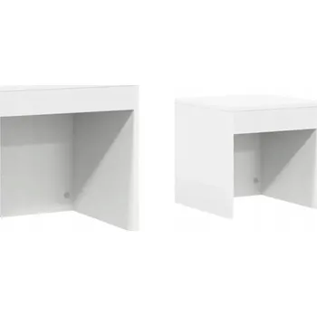 Konferenční stolek Sada 3 Bílých Zasouvacích Stolků, Dřevěný Kompozit, 45x45x45 cm, 35x35x35 cm