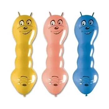 Balónek Balónky Gemar žížaly s rohy pastelové mix 75 cm 3 ks