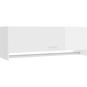 Šatní skříň Kompaktní skříňka s tyčí, bílý lesk, 100x32,5x35 cm