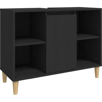 Koupelnový nábytek Skříňka pod umyvadlo z eukalyptového dřeva, černá, 80x33x60 cm