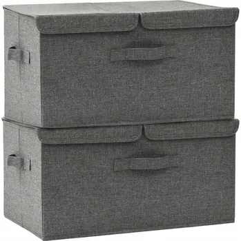 Úložný box Úložné boxy se 2 přihrádkami, skládací, antracit, 50x30x25 cm