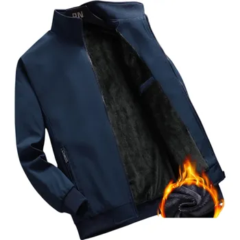 Tlustá teplá pánská zimní bunda na zip s rolákem POLYESTER ležérní podzimní bunda různé barvy pro muže tmavě modrá XS