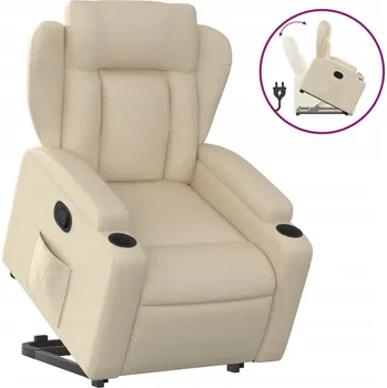 Křeslo Rozkládací Křeslo s Funkcí Zvedání, Krémové, 77x94,5x100 cm