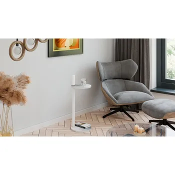 Toaletní stolek Nábytek PEGAS s.r.o. Pomocný stolek Claro kulatý průměr 30 cm - různé barvy na výběr - Světlý Beton, Matná Bílá