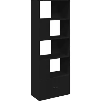 Knihovna Regál na knihy s přihrádkami, černý, 70x36x189 cm, dřevěný materiál