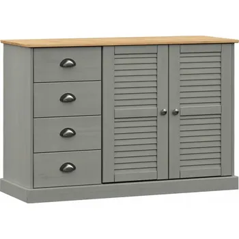 Komoda Kompaktní skříňka z masivního borovicového dřeva VIGO, 113x40x75 cm, šedá