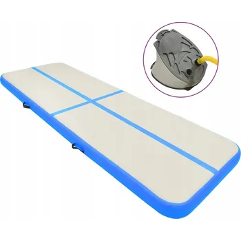 Žíněnka Nafukovací gymnastická žíněnka PVC šedo-modrá 400x100x20 cm