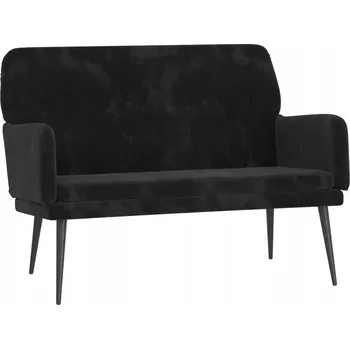 Čalouněná lavice se sametovým potahem a nakloněným opěradlem, černá, 108x79x79 cm