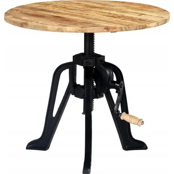 Konferenční stolek Odkládací stolek z masivního mangového dřeva, nastavitelná výška 46-63 cm, litinový