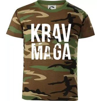 Chlapecké tričko Nápis Krav Maga - Dětské maskáčové triko - 104-110cm / 3-4 roky ( Hnědý maskáč )