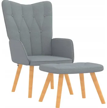 Křeslo Křeslo s podnožkou, světle šedé, 61,5x69x95,5 cm, látka