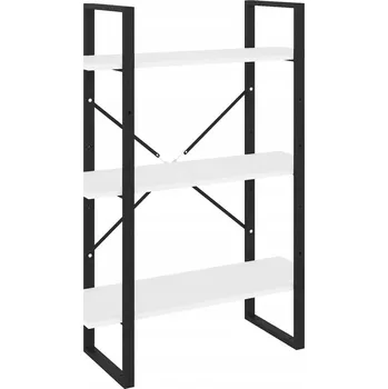 Knihovna Regál na knihy industriální bílý, 80 x 30 x 105 cm, kov/dřevěný materiál