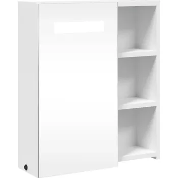 Koupelnový nábytek Koupelnová skříňka se zrcadlem LED, bílá, 45 x 13 x 52 cm