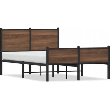 Postel Rám postele ocelový 196 x 125 x 91,5 cm hnědý dub s čelem