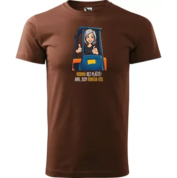 Pánské tričko Sablio Tričko s potiskem Ano, jsem řidička VZV - hnědé S