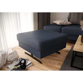 Taburet Nábytek PEGAS s.r.o. Taburet EMPORIO 70 x 70 cm přírodní kůže - Modrá kůže