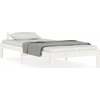 Postel Bílá postel z masivního borovicového dřeva 193,5 x 93,5 x 81 cm