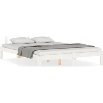 Postel Bílá postel z masivního borovicového dřeva 193,5 x 143,5 x 80,5 cm