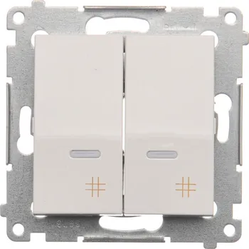 vypínač Vypínač křížový 2 násobný, s podsvětlením, řazení 7So+7So, 10 AX / 230 V~,, Simon 54 DW7/2L.01/11, bílá