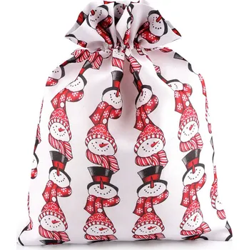 Dárková taška Vánoční dárkový pytlík sněhulák 30x40 cm, velké, 1 bílá