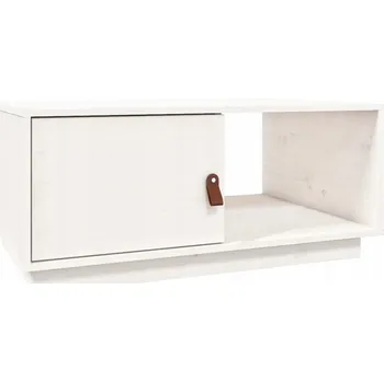 Konferenční stolek Konferenční stolek z masivního borovicového dřeva, bílý, 80 x 50 x 35,5 cm