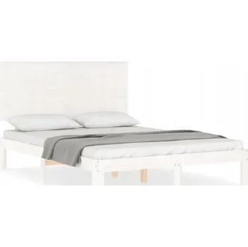 Postel Bílá postel z masivního borovicového dřeva 193,5 x 143,5 x 82,5 cm