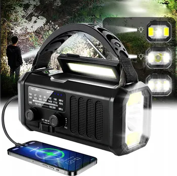 Powerbanka 10000mAh PŘENOSNÉ SOLÁRNÍ RÁDIO S KLIKOU, ALARMEM, DYNAMEM, SVÍTILNOU A NOUZOVÝM NAPÁJENÍM