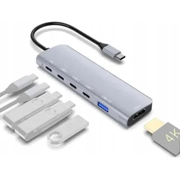 USB hub Dokovací stanice Tradebit HUB Adapter USb 3.0 5Gbps HDMI 100W 4K 30HZ