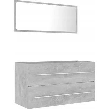 Koupelnový nábytek Koupelnová sestava se zrcadlem a skříňkou, šedá betonu, 90x38,5x48 cm