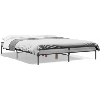 Postel Rám postele 203 x 143 x 30 cm, šedý dub sonoma, dřevotříska, nábytek